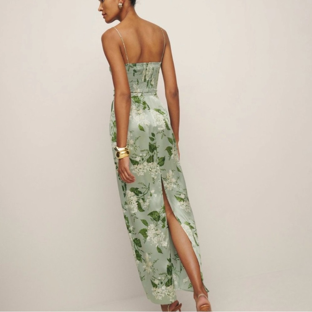 Reformation Green Floral Maxi Dress